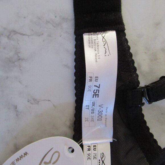 New Axami Bra 34E Black Lace Half Cup Carmen Underwire Back Closure - Picture 6 of 6